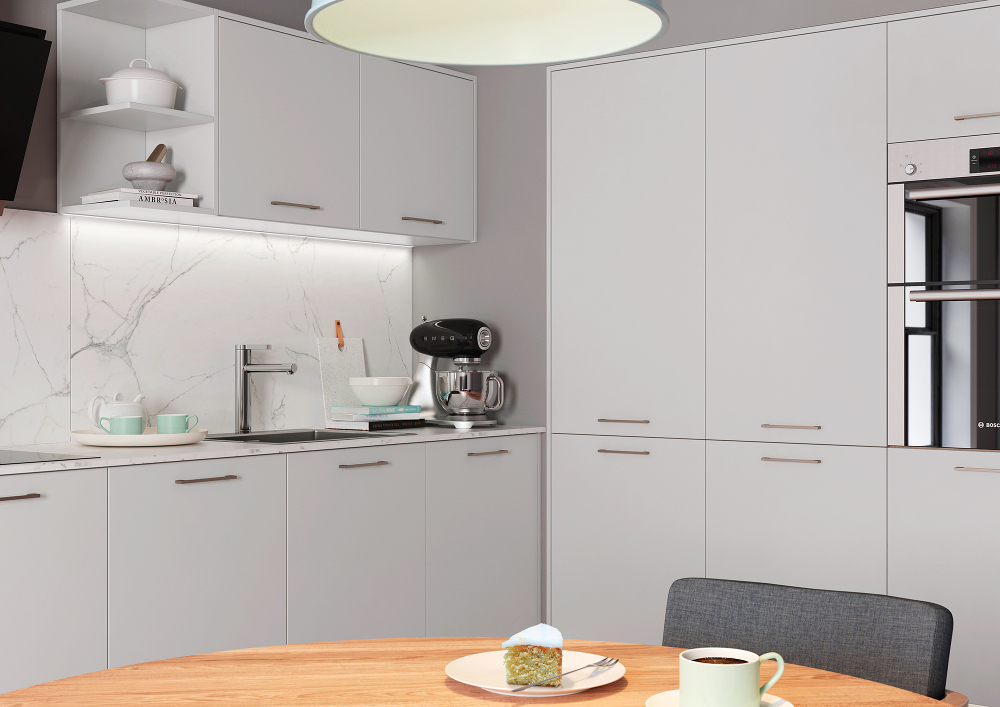 Rome Matt Flat Kitchen Pale Grey
